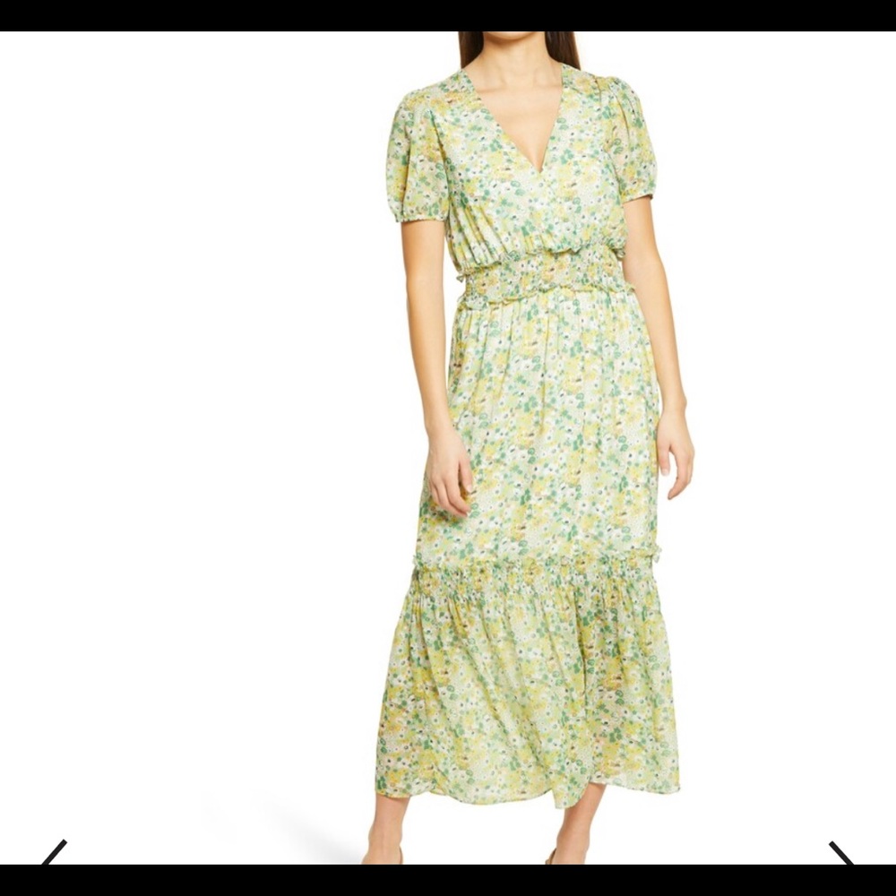 NSR Ruby tiered puff sleeve dress